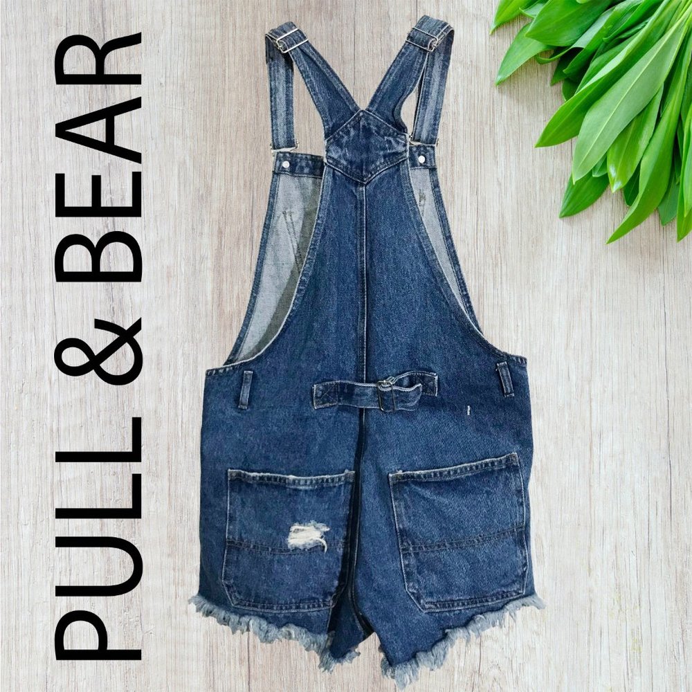 Pull & Bear Women's Overall Denim Jean Shorts NWT - Picture 3 of 7